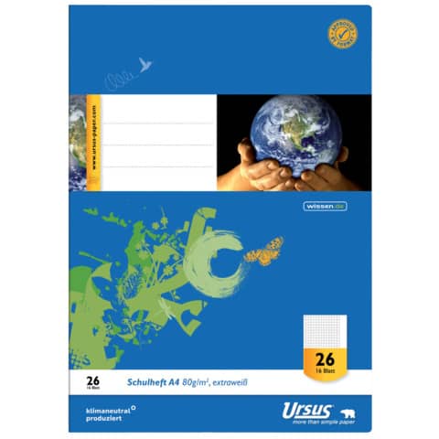 Staufen - Ursus Basic - Heft LIN26 - A4 16 Blatt 80g/qm 5mm kariert mit Rand