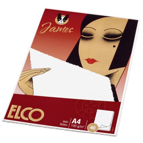 Elco - Briefblock A4 Classic Velin, mit Büttenrand+Wasserzeichen, weiß, 40 Blatt