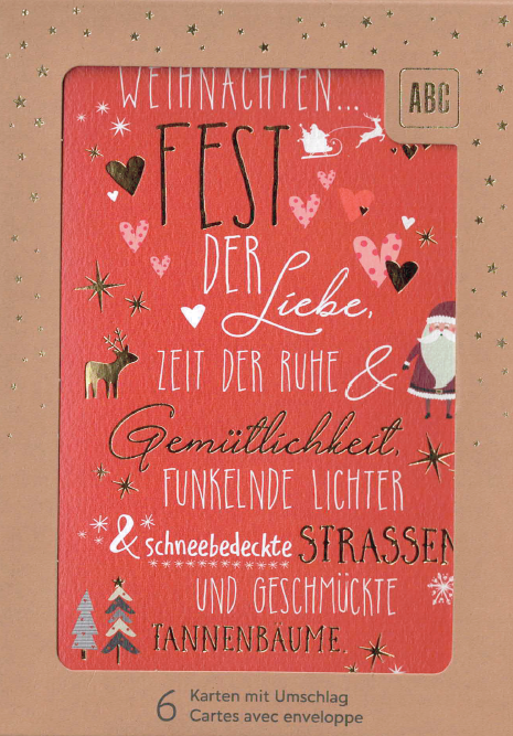 ABC - Glückwunschkarten Set Weihnachten - DIN A 6