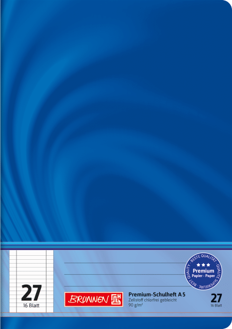 Schulheft Vivendi A5 liniert, 20-linig, Lineatur durchlaufend, Lin. 27 blau, 16 Blatt
