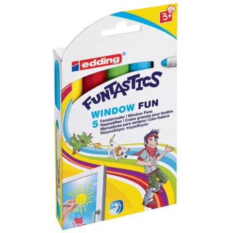 Edding - Window Marker Fun e-16 - 5er Set Funtastics, 2 - 6 mm, sortiert