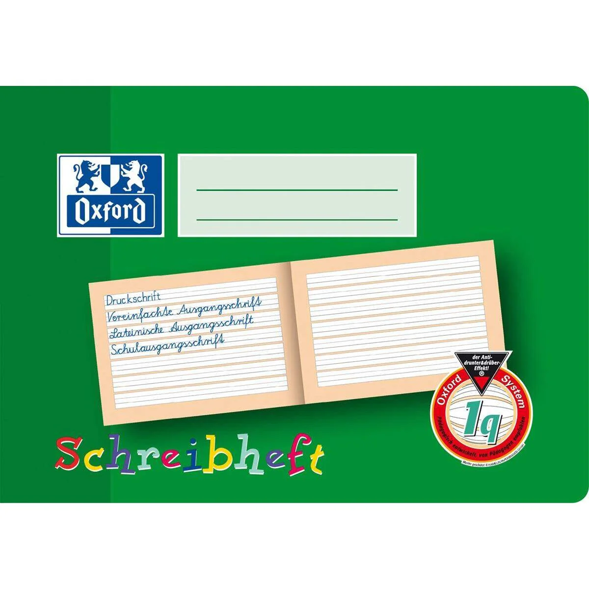 Oxford - Schreiblernheft A5 - Lin. 1q - 16 Blatt - Links- & Rechtshänder