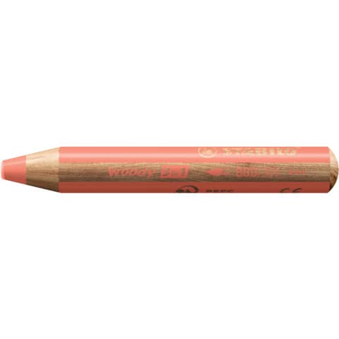 STABILO® - Buntstift, Wasserfarbe & Wachsmalkreide - woody 3 in 1 - Einzelstift - pastellrot