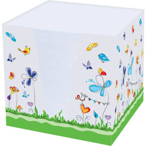 RNK Verlag - Notizklotz "Schmetterlinge" - 900 Blatt, 70 g/qm, weiß, 95 x 95 x 95 mm