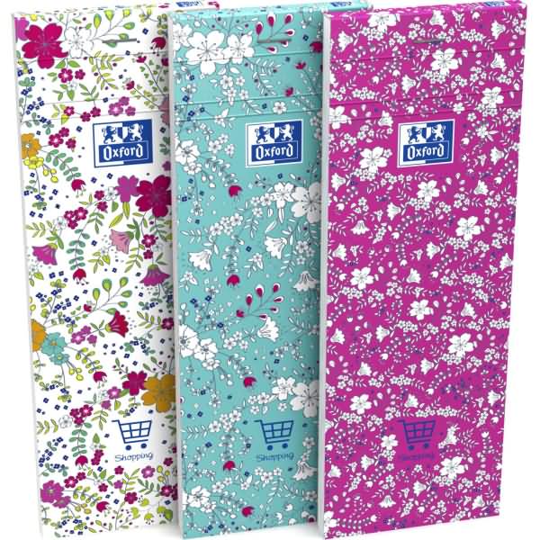 Oxford - Shoppingplaner - 7,4 x 21cm - 160 Blatt - kopfgeleimt - Floral*