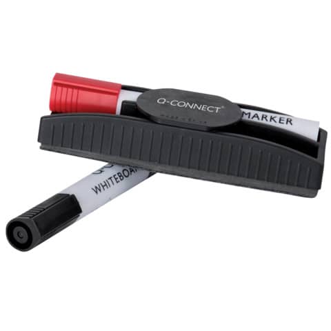 Q-Connect® - Tafelwischer mit Stiftehalter - inkl. 2 Stifte, magnethaftend, schwarz
