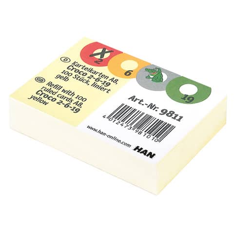 HAN - Karteikarten - DIN A8 quer, 120 g/qm, für CROCO 2-6-19, gelb