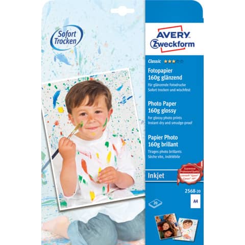Avery Zweckform® - 2568-20 Classic Inkjet Fotopapier - DIN A4, glänzend, 160 g/qm, 20 Blatt