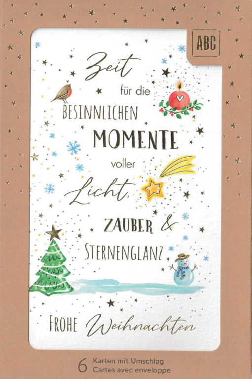 ABC - Weihnachten Glückwunschkarten - 6 Karten DIN B 6