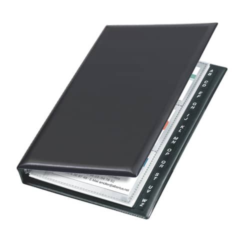 Veloflex® - Visitenkartenringbuch, 4-Rund-Ring-Mechanik, 16 mm, A5, 145 x 225 mm, schwarz