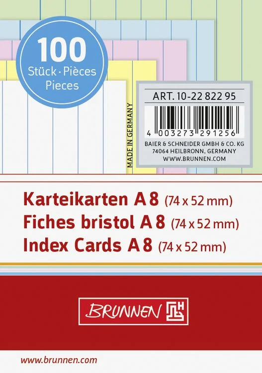 Brunnen - Karteikarten A8 - 100 Stk. - Bunt
