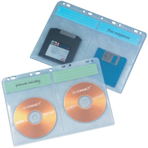 Q-Connect® - CD/DVD-Hüllen - zur Ablage im Ordner/Ringbuch, transparent, 10 Stück