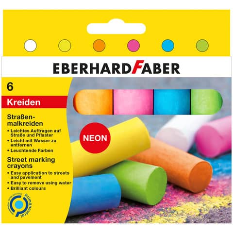 Eberhard Faber - Straßenmalkreide Neon - 6 Farben sortiert, Kartonetui