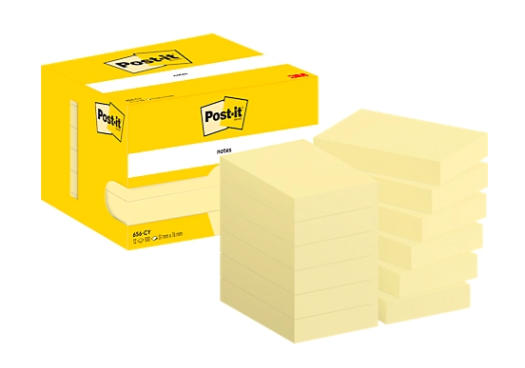 Post-it - Haftnotizen 656-CY - 12 x 100 Blatt - 51 x 76 mm - Gelb