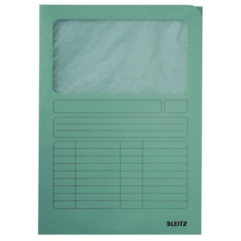 Leitz - 3950 Sichtmappe - A4, oben und rechte Seite offen, 100 Stück, hellgrün, Karton