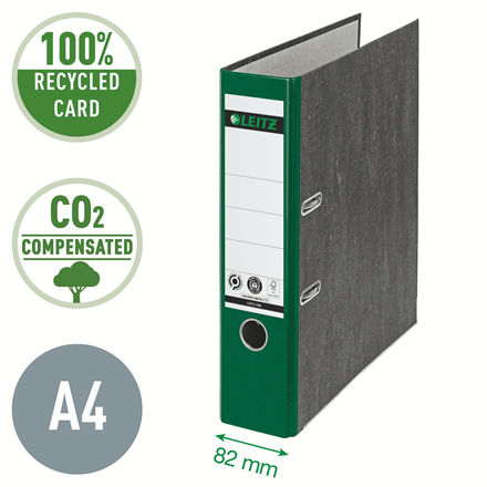 Leitz - Ordner 1080, 180° Mechanik, Hartpappe, A4, ca. 80 mm Rückenbreite, Grün