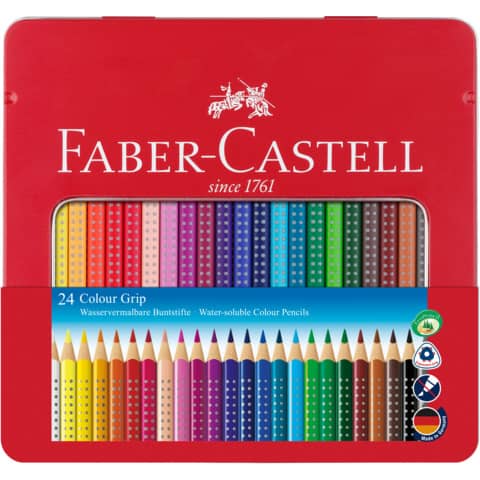 Faber-Castell - Buntstift Colour GRIP - 24 Farben, Metalletui