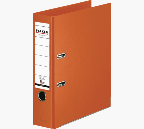 Falken - Chromocolor-Ordner A4, Rücken 80mm, mit Einsteckschild - Orange