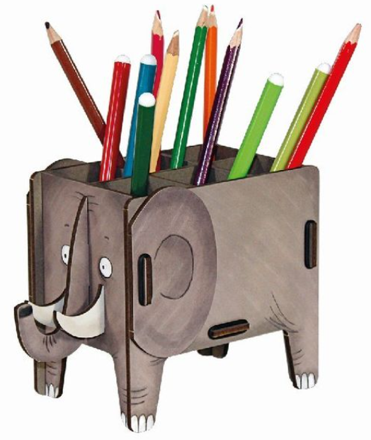 Werkhaus - Stiftebox Vierbeiner aus Holz - Elefant