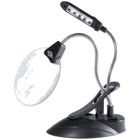 WEDO® - Tischlupe Ø 10,2 cm mit LED-Licht - 2-/4-fach, schwarz