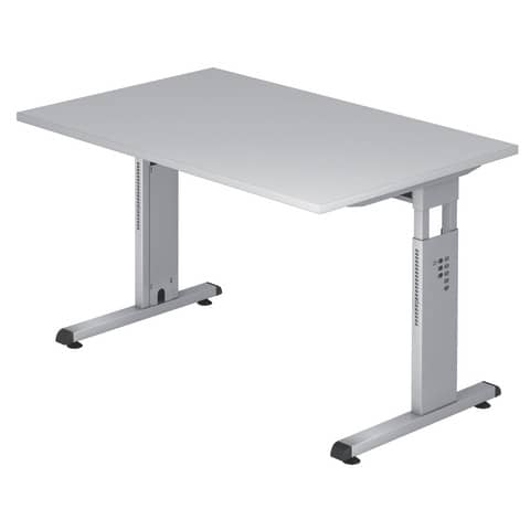 Hammerbacher - Schreibtisch C-Fuß - 120 x 65-85 x 80 cm, höhenverstellbar, Grau/Silber, mit Montageservice