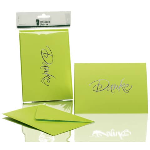 Rössler Papier - Briefkarte Danke - B6 HD, 5 Karten/5 Umschläge, maigrün