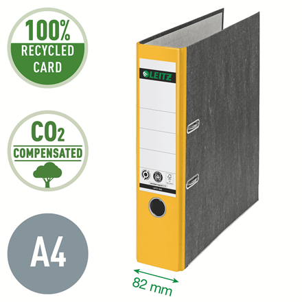 Leitz - Ordner 1080, 180° Mechanik, Hartpappe, A4, ca. 80 mm Rückenbreite, Gelb