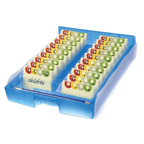 HAN - Lernsystem CROCO 2-6-19 - A8 quer, für ca. 2000 Karten, blau-transluzent
