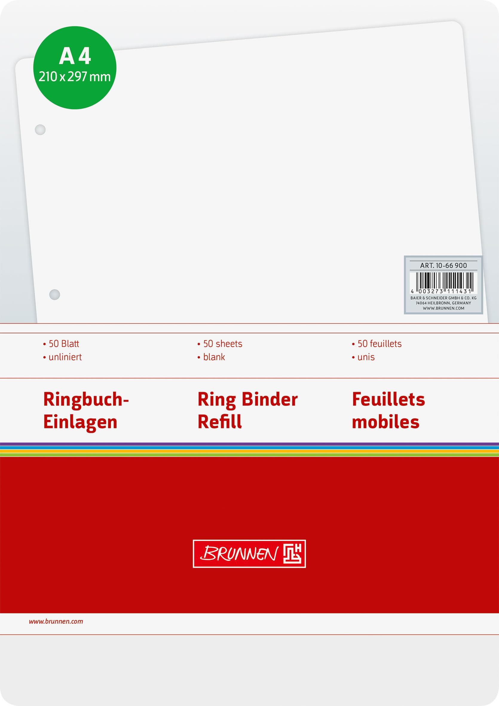 Brunnen - Ringbucheinlagen - A4 - blanco, 50Bl.