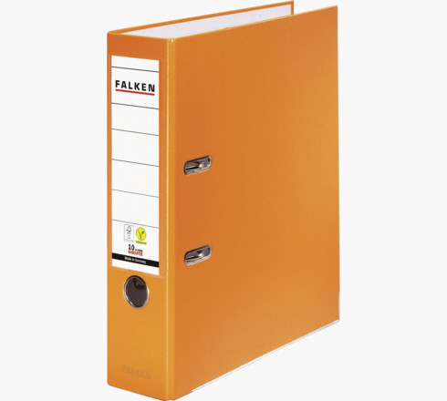 Falken - PP-Color-Ordner A4, Rücken 80mm, mit Einsteckschild - Orange