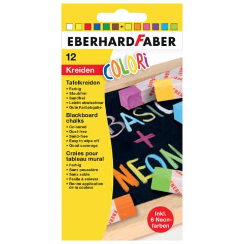 Eberhard Faber - Wandtafelkreide Colori Neon + Basic - 12 Farben sortiert