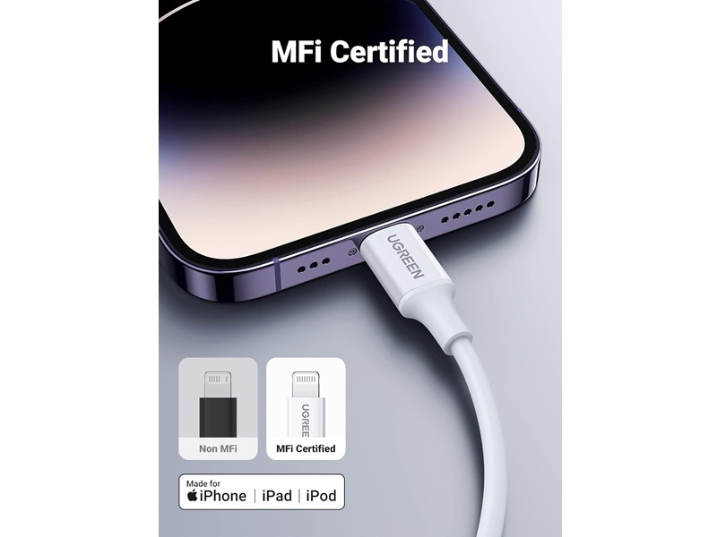 UGREEN - Schnellladekabel USB-C auf Lightning - 480Mbps - 1m - Weiß