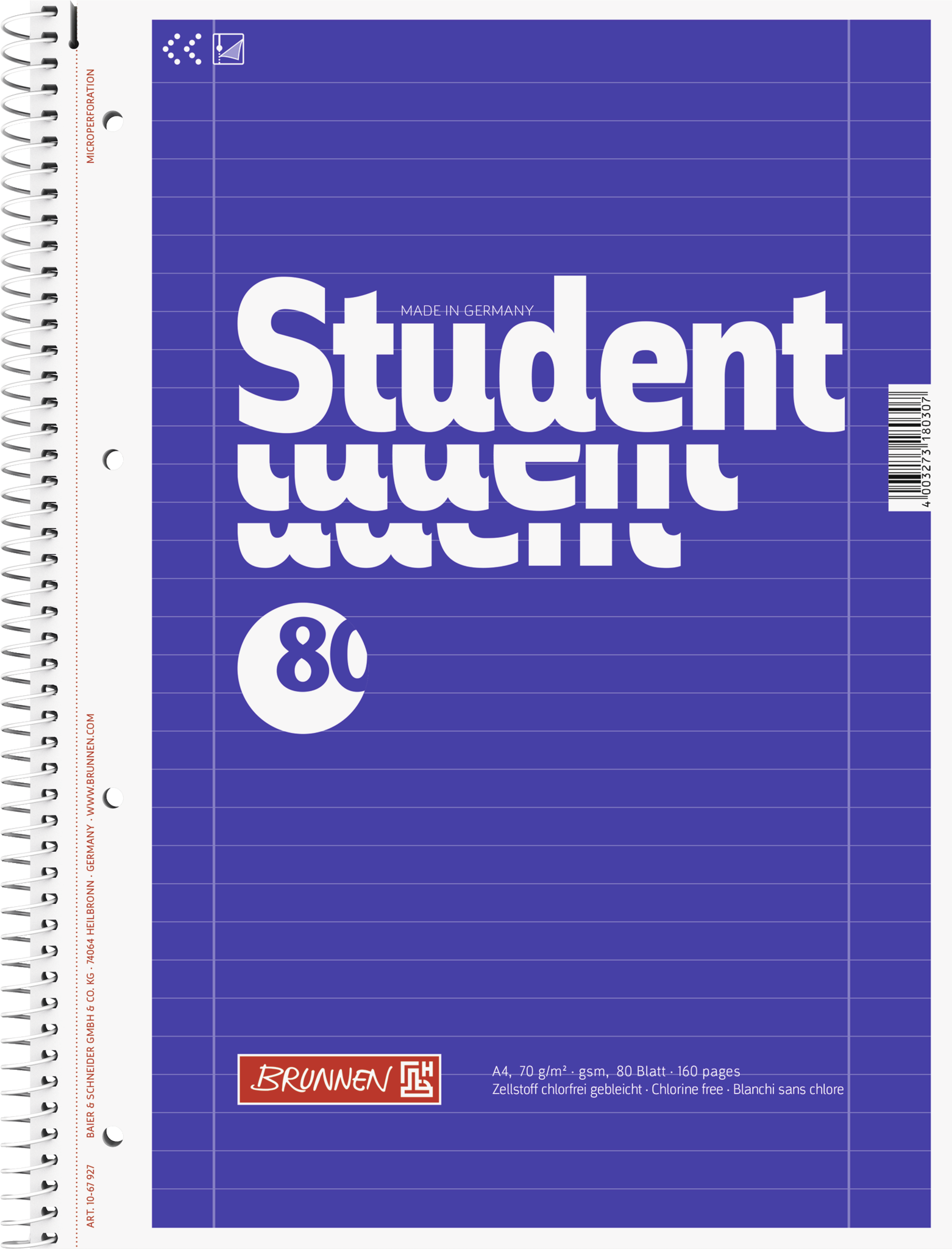 Brunnen - Collegeblock DIN A4 Lineatur 27, 80 Blatt*