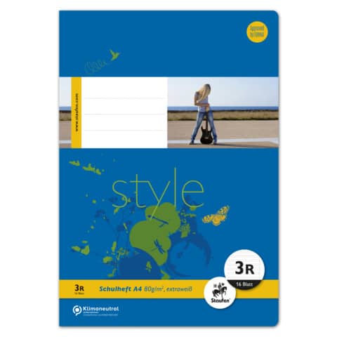 Staufen - Ursus Basic - Heft LIN3R - A4 32 Blatt 80g/qm 4/4/4mm liniert farbig