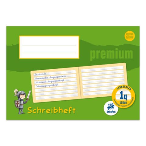 Staufen® - Schreiblernheft PREMIUM LIN 1q - A5 quer, 90 g/qm, 16 Blatt