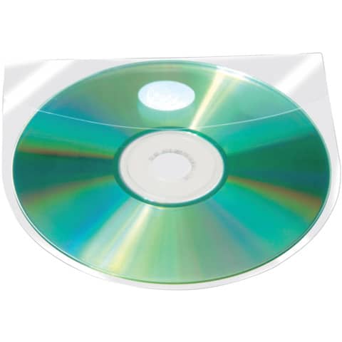 Q-Connect® - CD/DVD-Hüllen selbstklebend - mit selbstklebender Lasche, transparent, 10 Stück