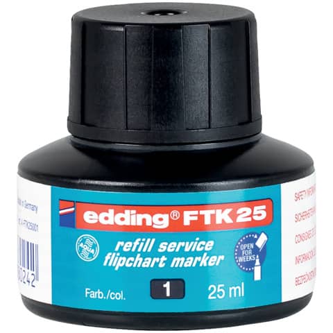 Edding - FTK 25 Nachfülltusche - für Flipchartmarker, 25 ml, schwarz