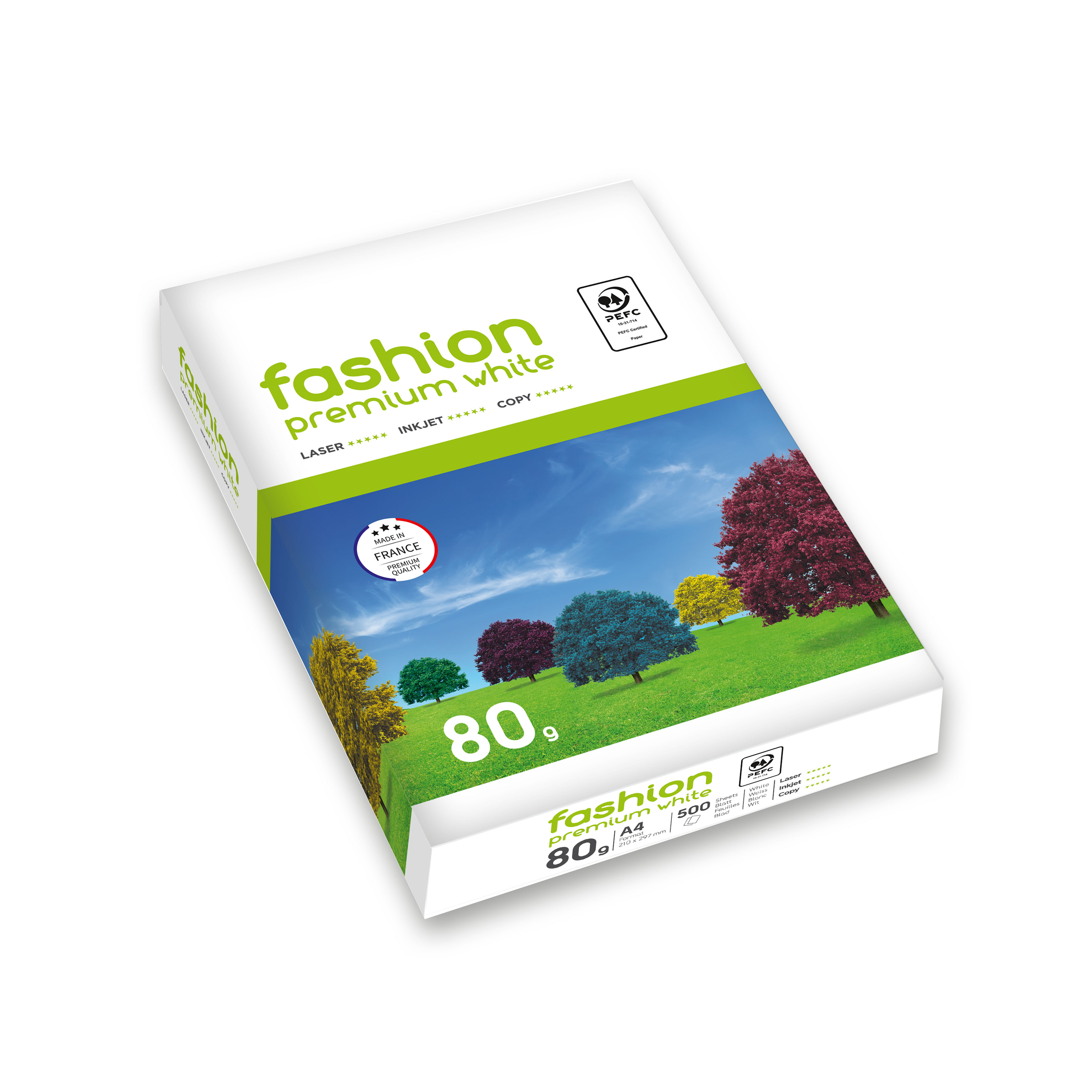 Clairfontaine - Kopierpapier A4 Fashion Premium White - 80g/m² - 1 Karton mit 5 Packungen