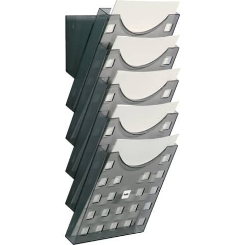 Helit - Wand-Prospekthalter - A4 hoch, grau transparent