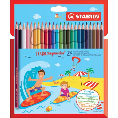 STABILO® - Aquarell-Buntstift - aquacolor - 24er Pack - mit 24 verschiedenen Farben