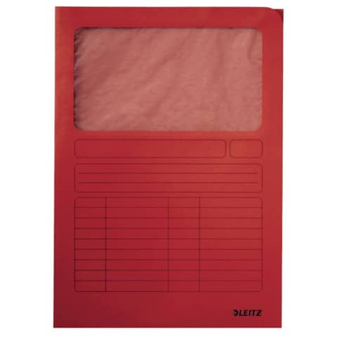 Leitz - 3950 Sichtmappe - A4, oben und rechte Seite offen, 100 Stück, rot, Karton