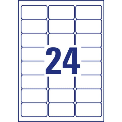 Avery Zweckform® - L4773-20 Folien-Etiketten - 63,5 x 33,9 mm, weiß, 480 Etiketten/20 Blatt, permanent, wetterfest