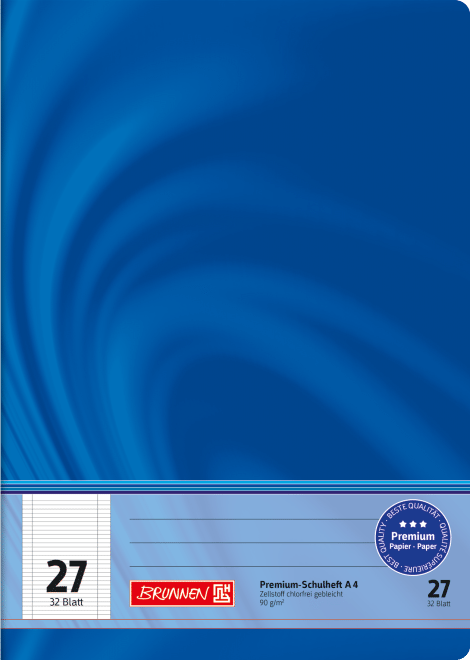 Schulheft Vivendi A4 liniert, 30-linig, Lineatur durchlaufend, Lin. 27 blau, 32 Blatt