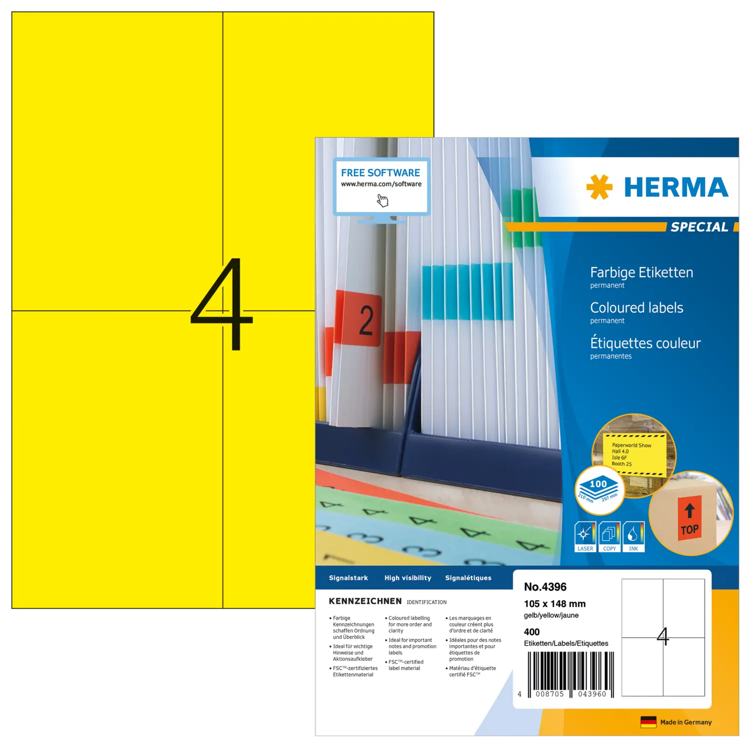 Herma - Kopieretiketten 105x148mm - gelb - 400 Etiketten