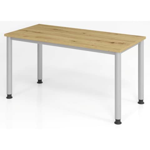 Schreibtisch Mini Office H-Serie Asteiche/silber