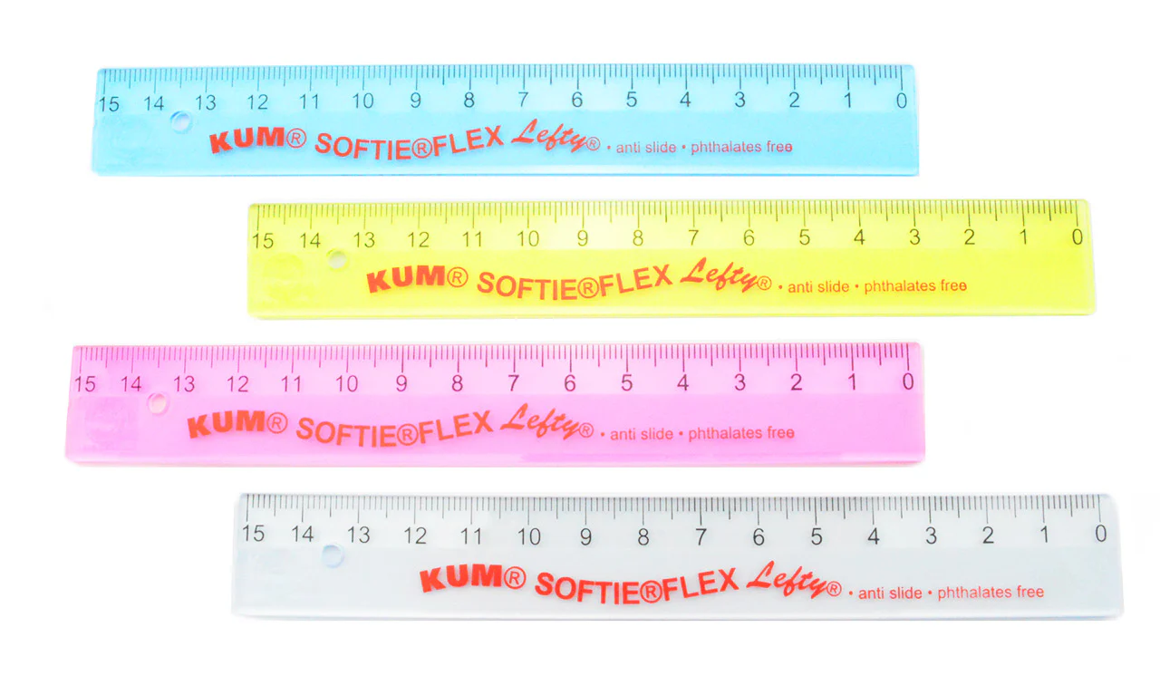KUM -  Lineal-Plastik  15cm Softie Flex Lefty L1 für Linkshänder, biegsam/flexibel
