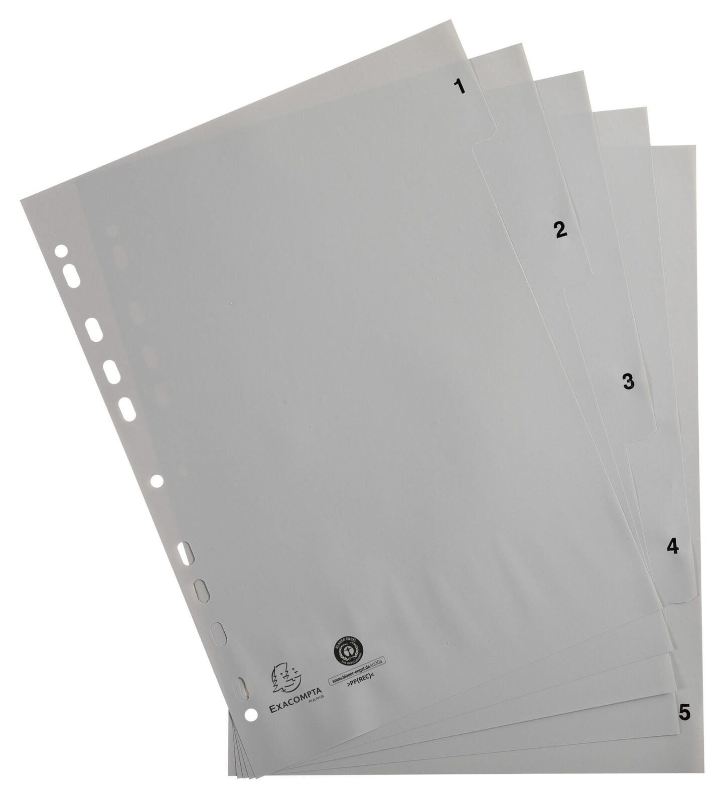 Exacompta - Plastikregister A4-5Bl. 1-5 - grau