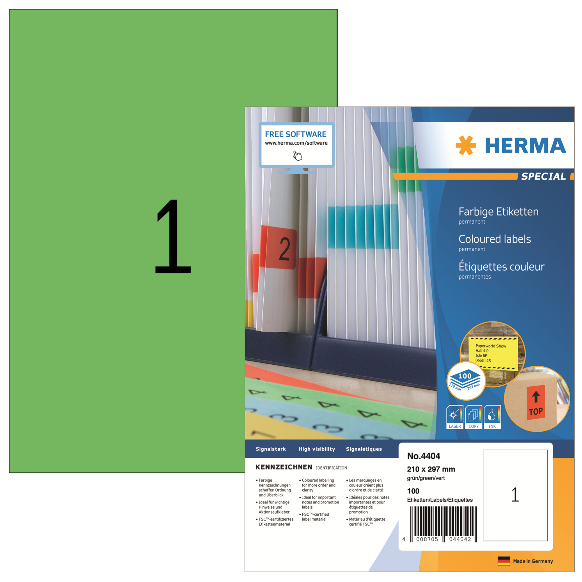 Herma - Kopieretiketten 210x297mm - grün 100 Etiketten