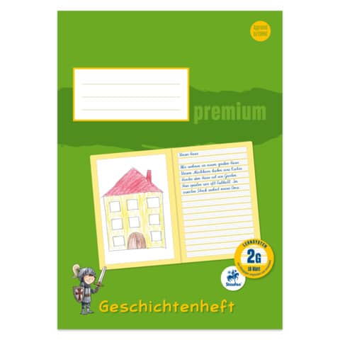 Staufen® - Geschichtenheft PREMIUM LIN 2G - A4, 90g/qm, 16 Blatt, blanko/liniert mit verstärkter Grundlinie